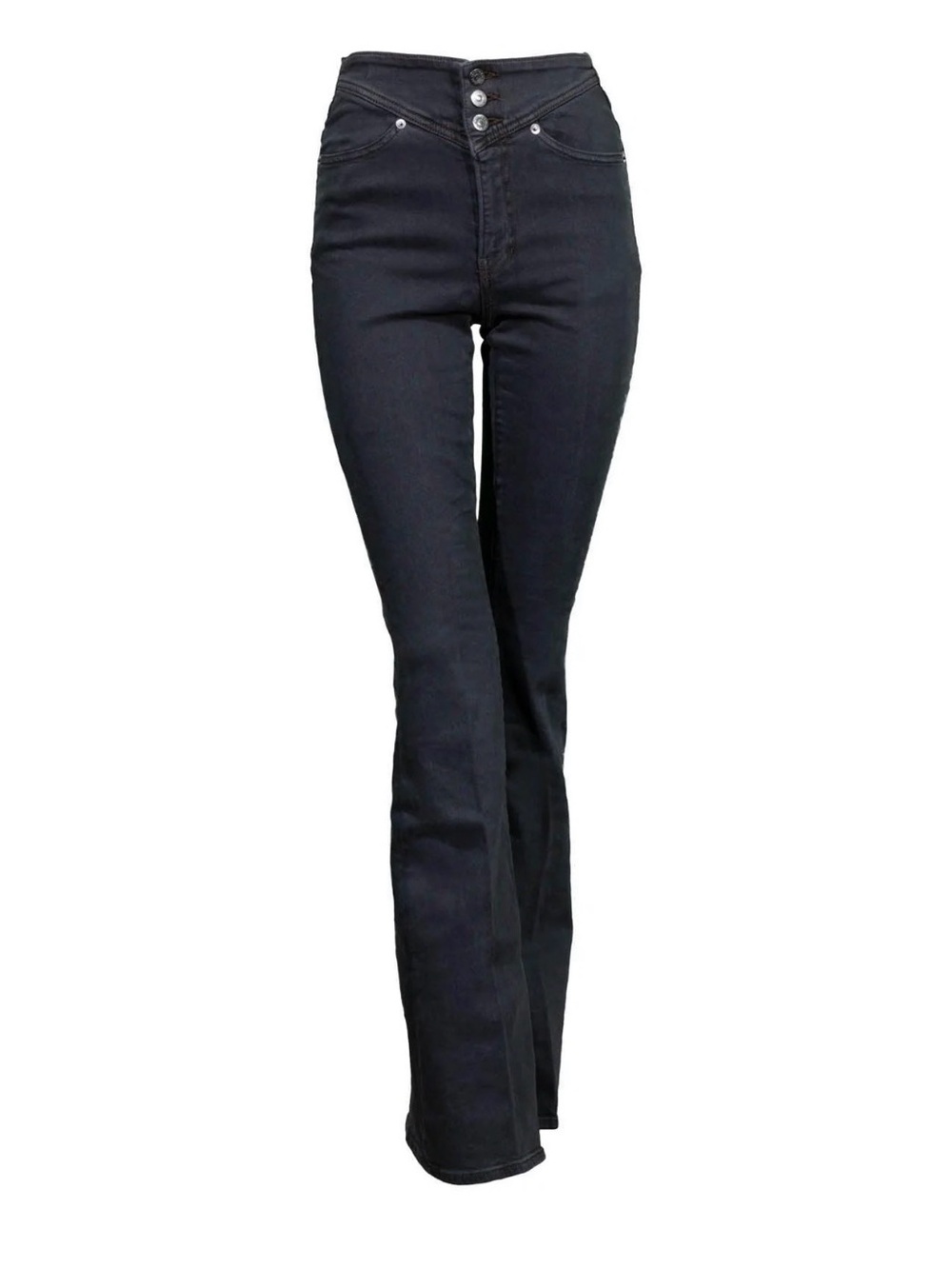 Veronica Beard High-Rise Black Flare Jeans in Moonlight